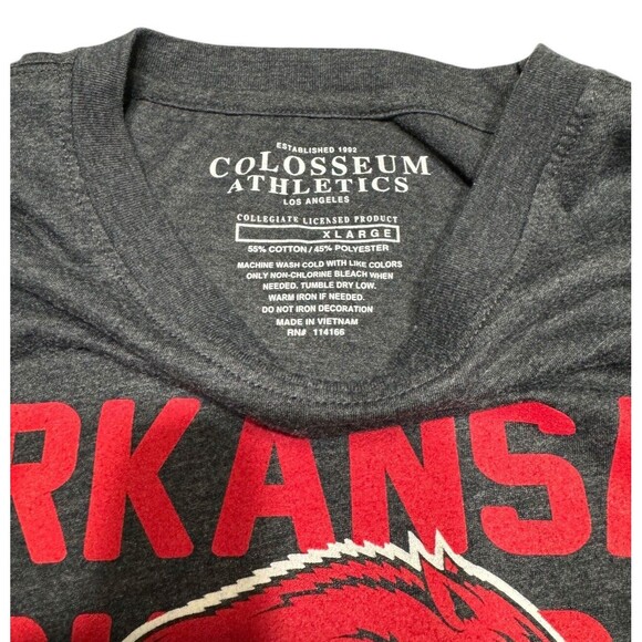 Arkansas Razorbacks Hogs Colosseum Athletics Dark Gray‎ Red Adult XL - Picture 3 of 7